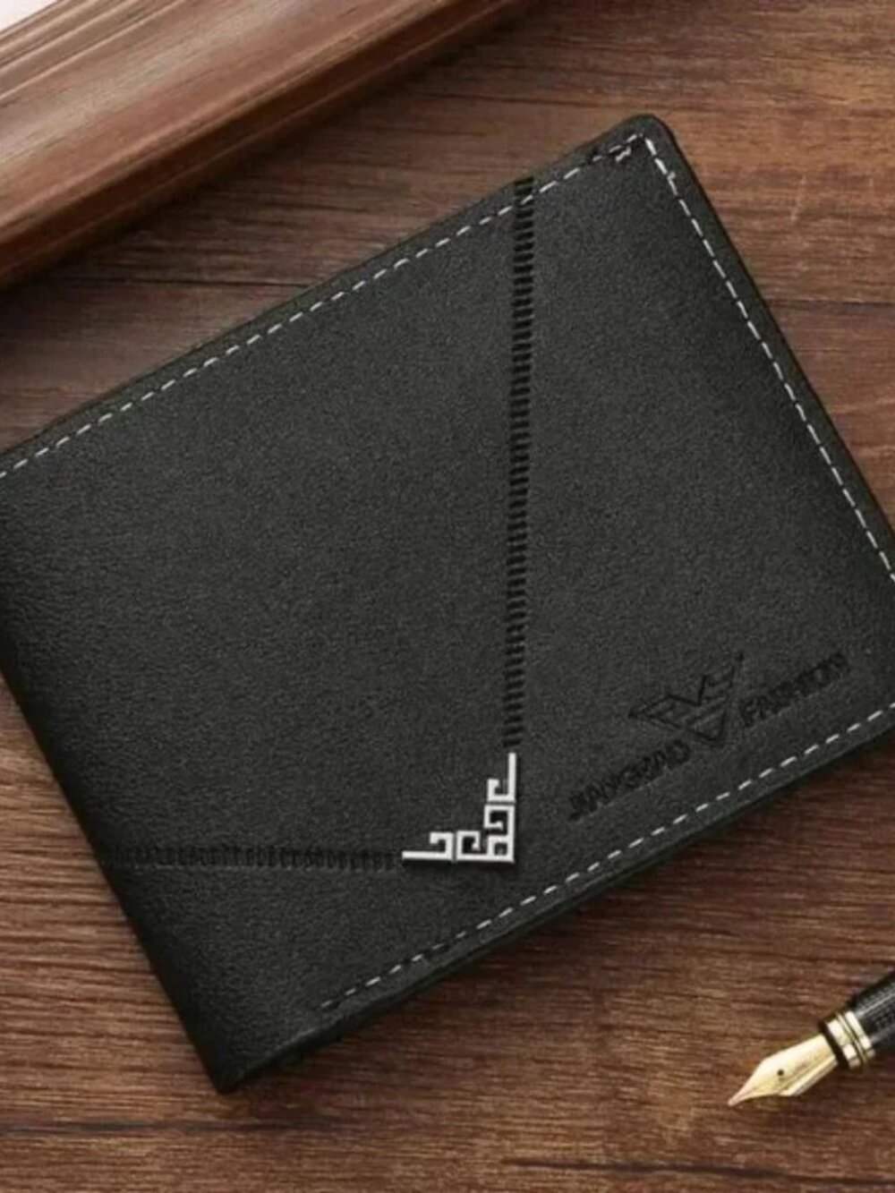 Brand NEW Black Men's Short Foldable Billfold Wallet Card Slots Vegan Leather